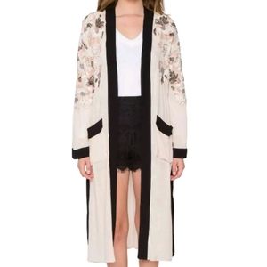 Willow & Clay Embroidered Beaded Kimono Belt Tie S